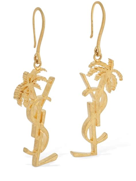 ysl palm tree earrings gold|ysl earrings vintage.